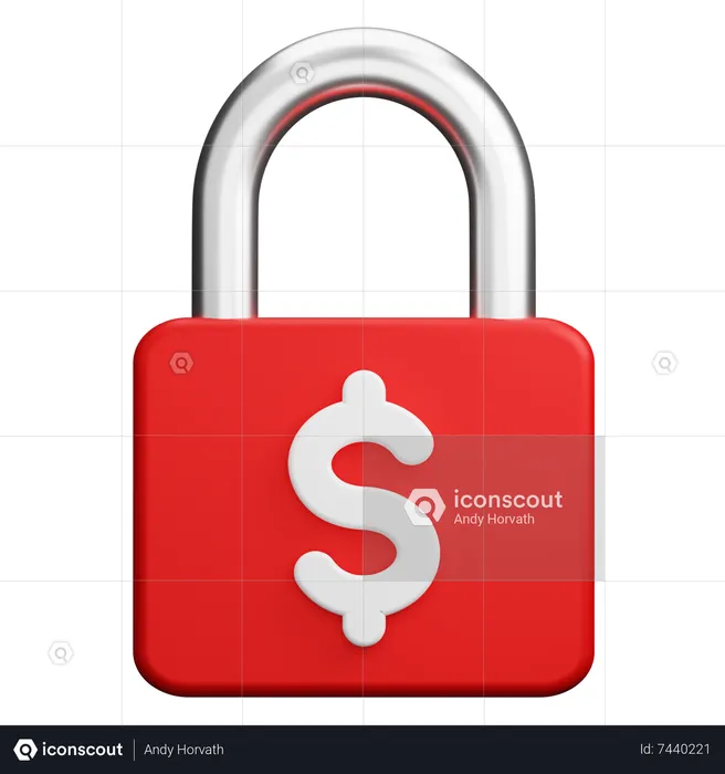 Dollar Locked Padlock  3D Icon
