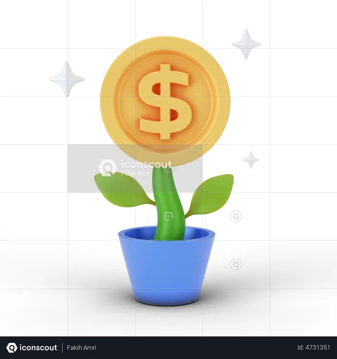 Dollar Money Plant  3D Illustration