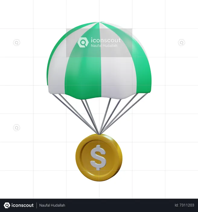 Dollar Parachute  3D Icon