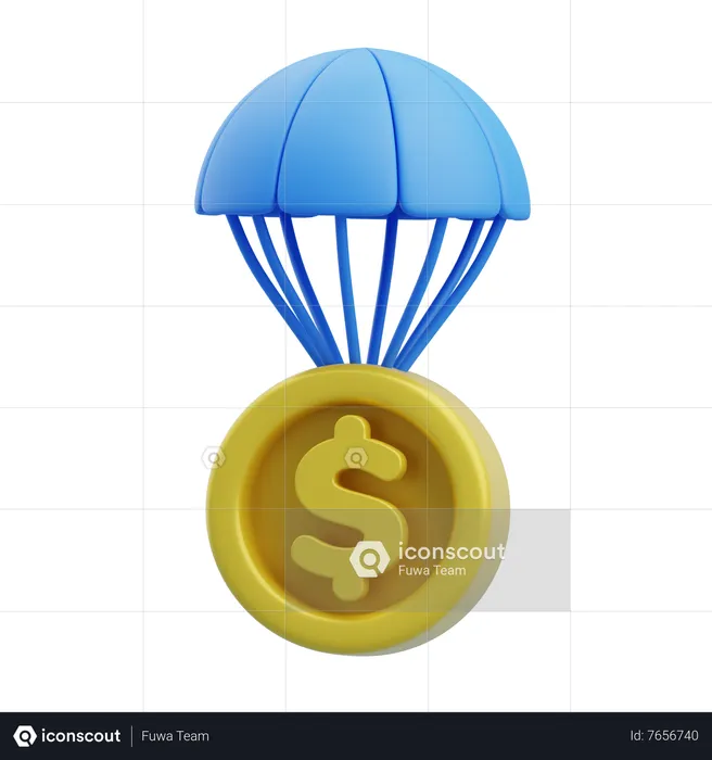 Dollar Parachute  3D Icon