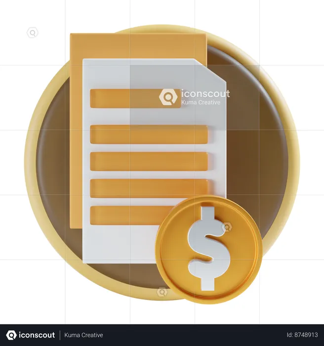 Dollar payment file  3D Icon