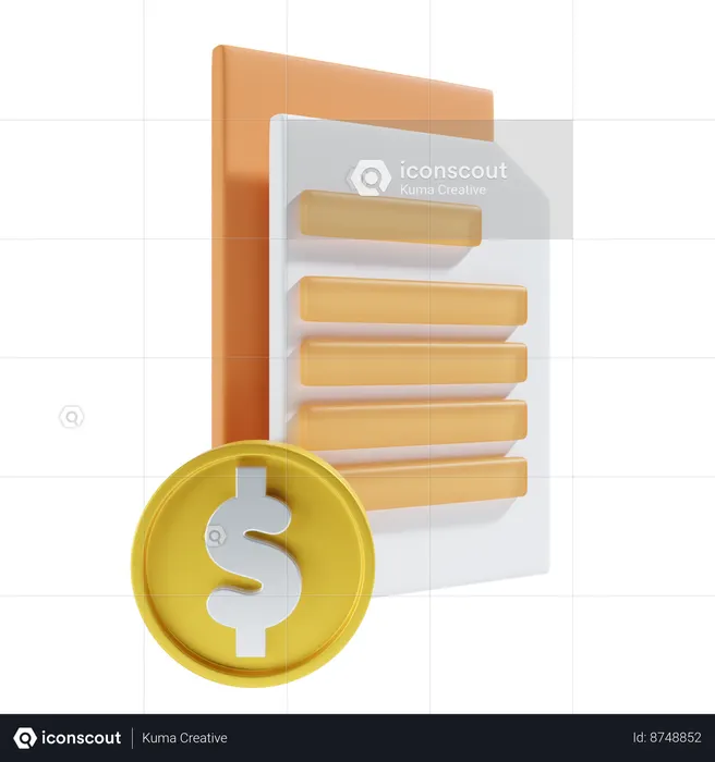 Dollar payment file  3D Icon
