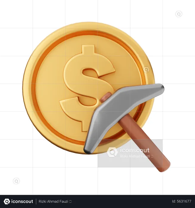 Dollar Pick Axe  3D Icon