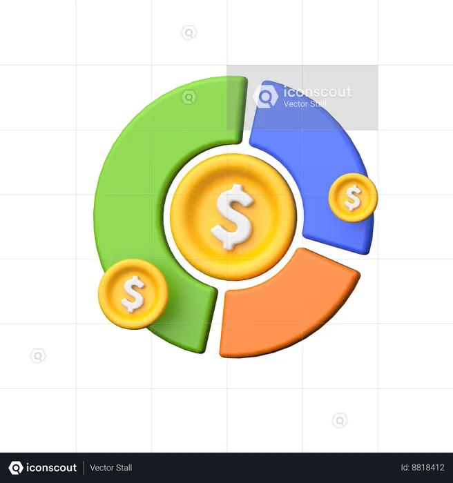 Dollar Pie Chart  3D Icon
