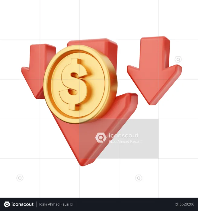 Dollar Price Down  3D Icon