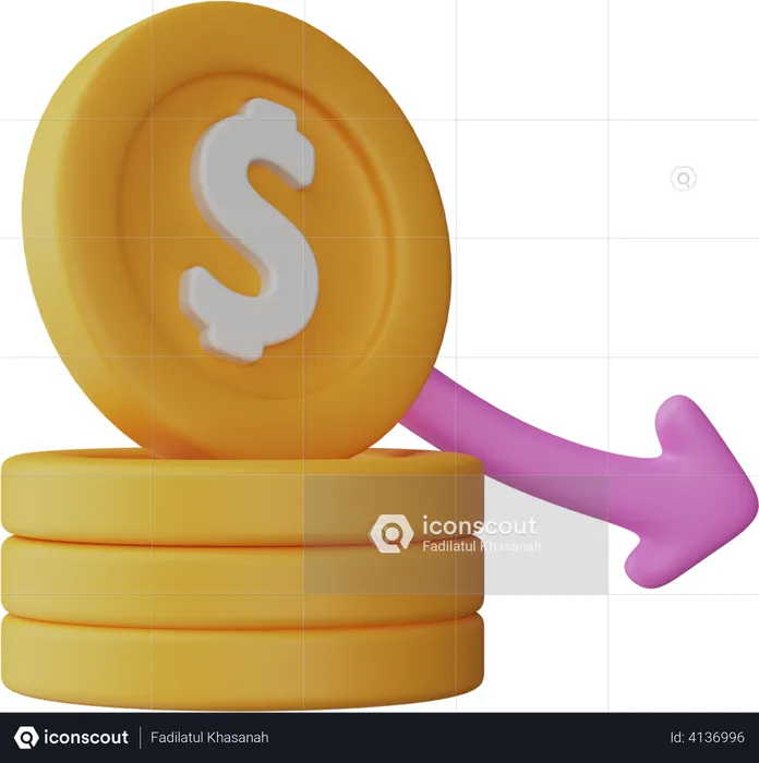 Dollar Price Down  3D Illustration