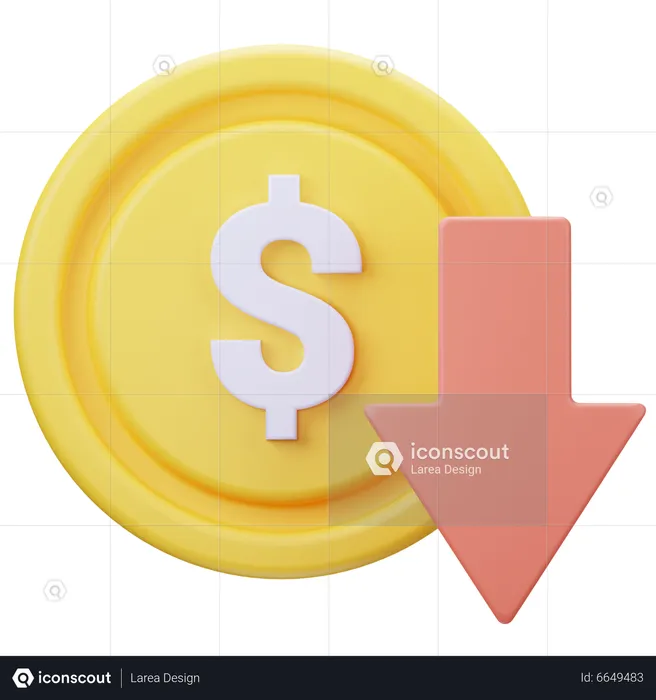 Dollar Price Down  3D Icon