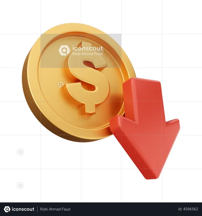 Dollar Rate Down  3D Illustration
