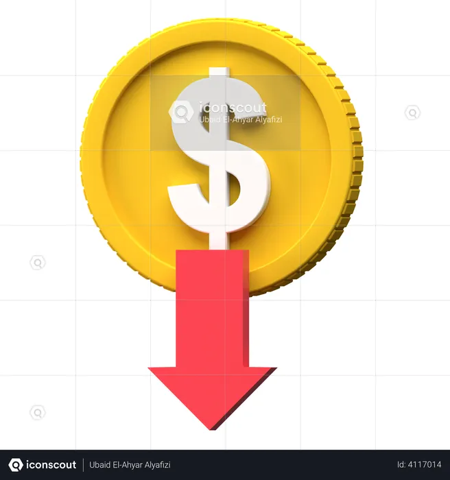 Dollar Rate Down  3D Illustration