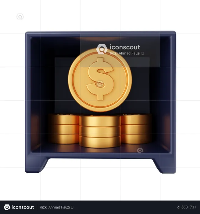 Dollar Safe Box  3D Icon