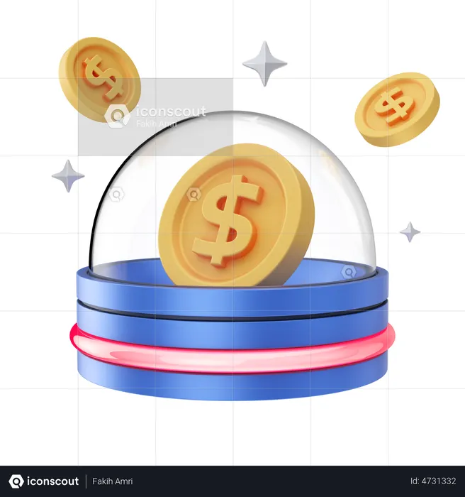 Dollar Secure Money  3D Illustration