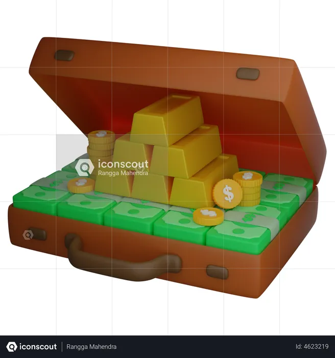 Dollar Suitcase  3D Illustration