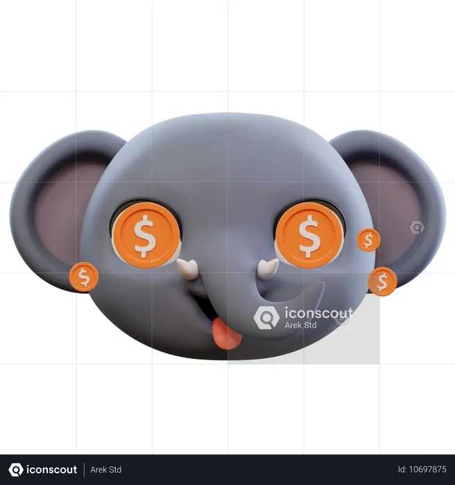 Dollar süße Elefantenaugen Emoji Emoji 3D Icon