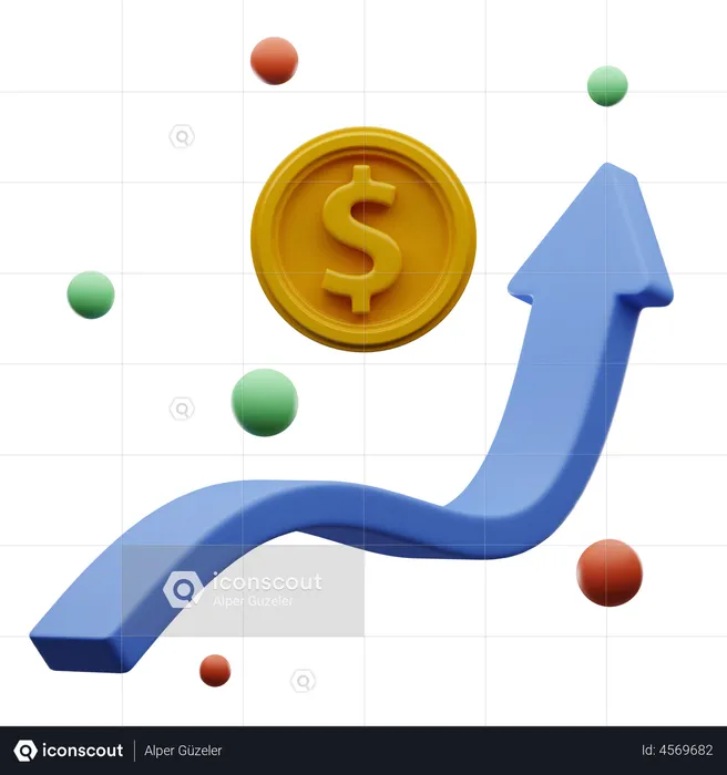 Dollar Trading Graph  3D Illustration
