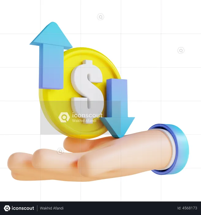 Dollar Value Up Down  3D Illustration
