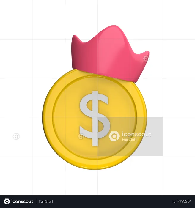 Dollar With Crown  3D Icon