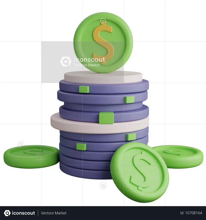 Dollarmünzen  3D Icon