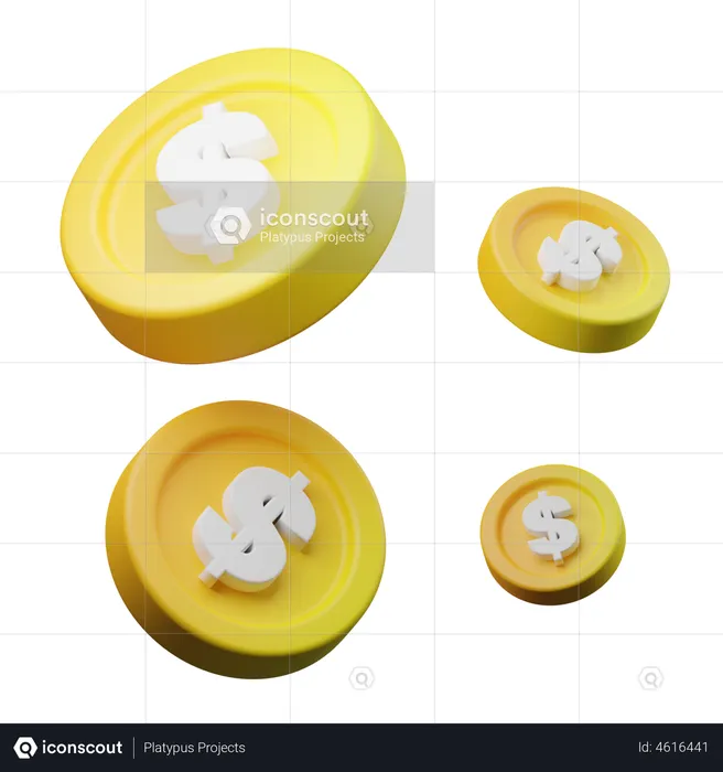 Dollarmünzen  3D Illustration