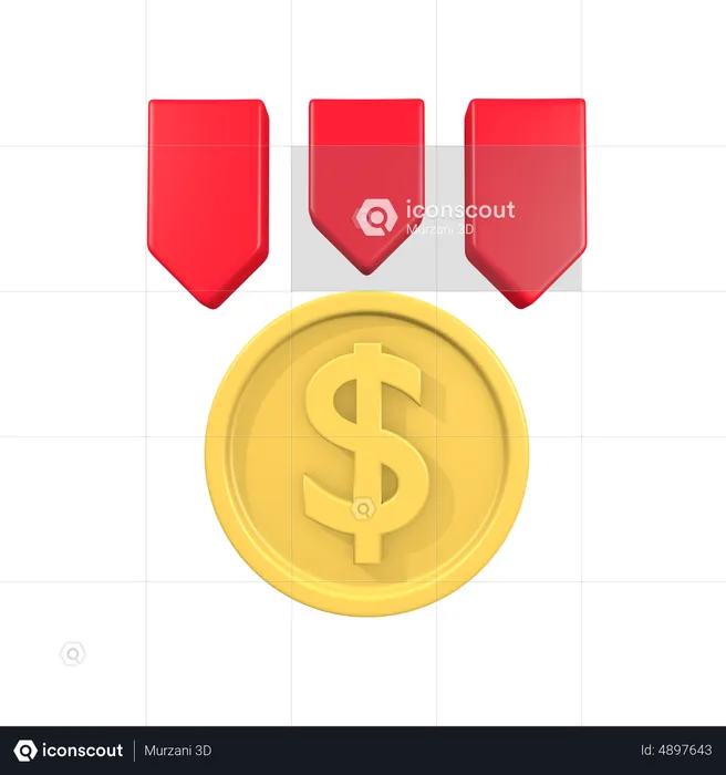 Dollarpreis fällt  3D Icon