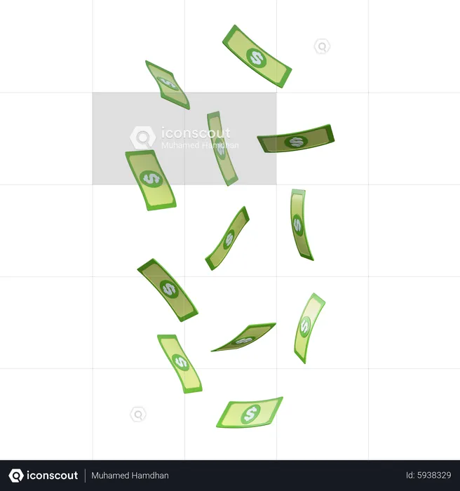 Dollars Falling Down  3D Icon