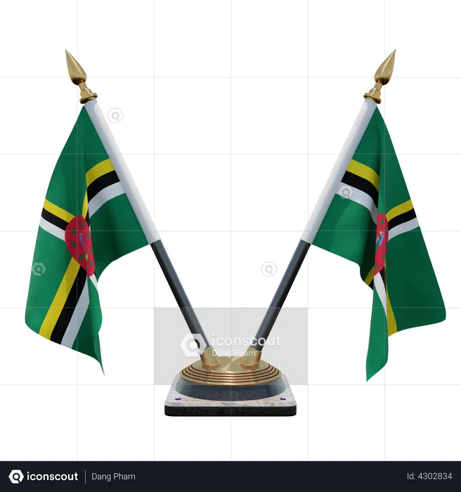 Dominica Double Desk Flag Stand Flag 3D Flag