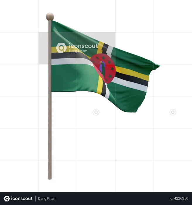Dominica Flag Pole  3D Flag