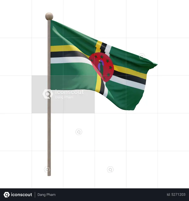 Dominica Flagpole Flag 3D Icon