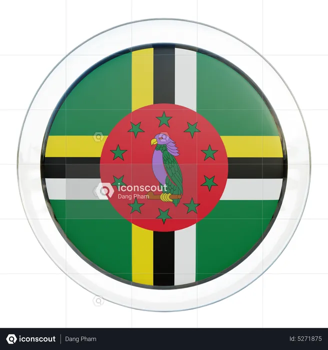 Dominica Round Flag Flag 3D Icon
