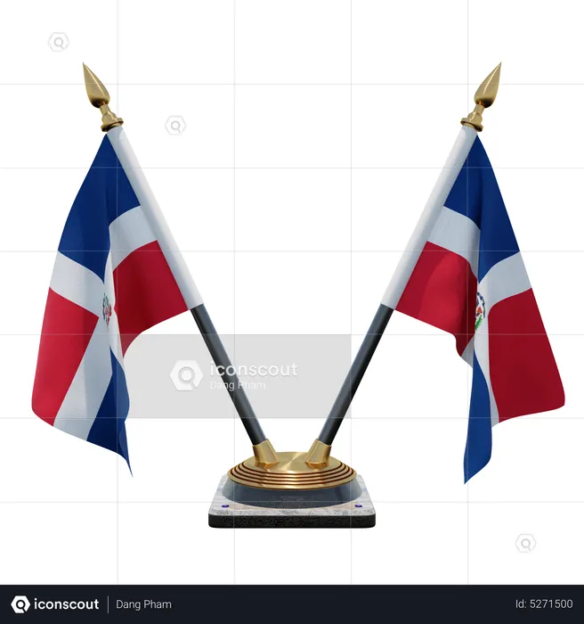 Dominican Republic Double (V) Desk Flag Stand Flag 3D Icon