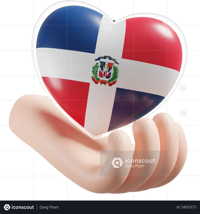 Dominican Republic Flag Heart Hand Care Flag 3D Icon