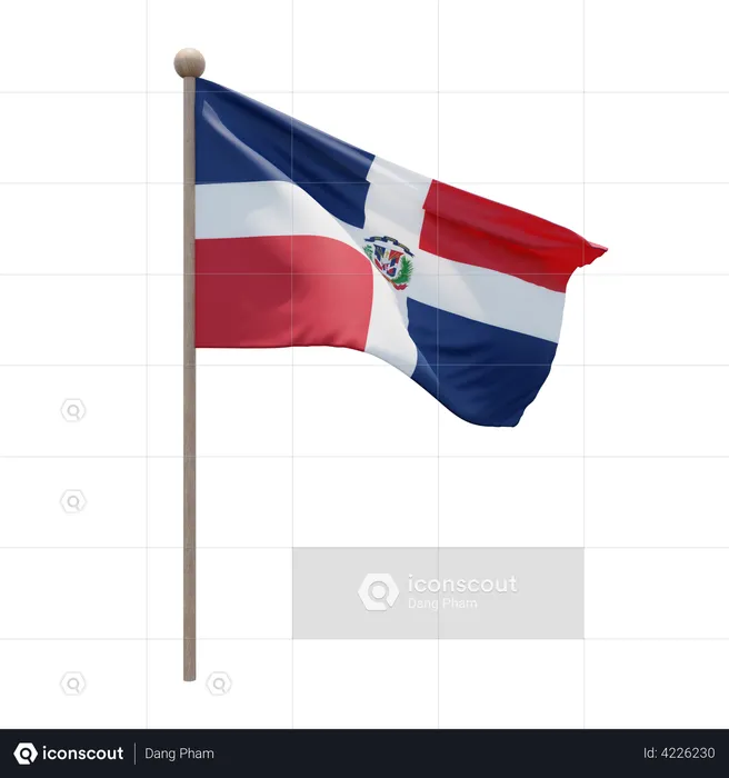 Dominican Republic Flag Pole  3D Flag