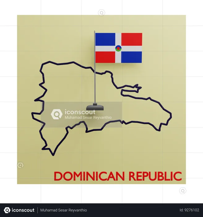 Dominican Republic Map Flag 3D Icon