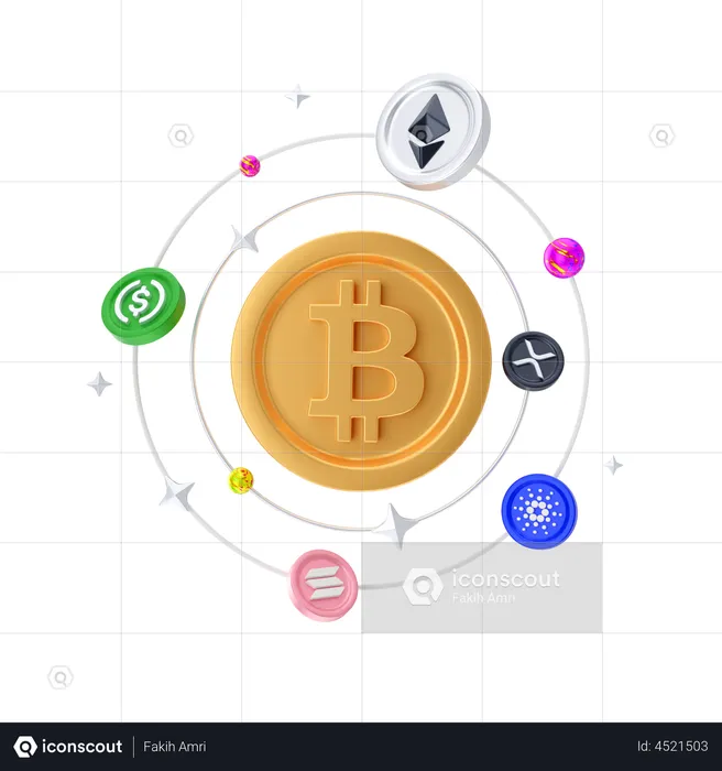 Dominio de bitcoin  3D Illustration
