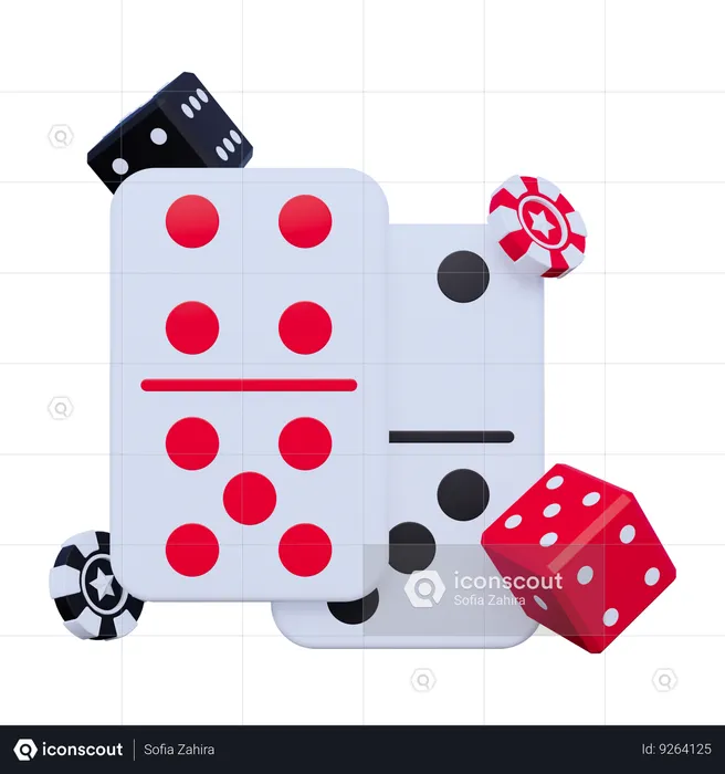 Domino Dice with Chips  3D Icon