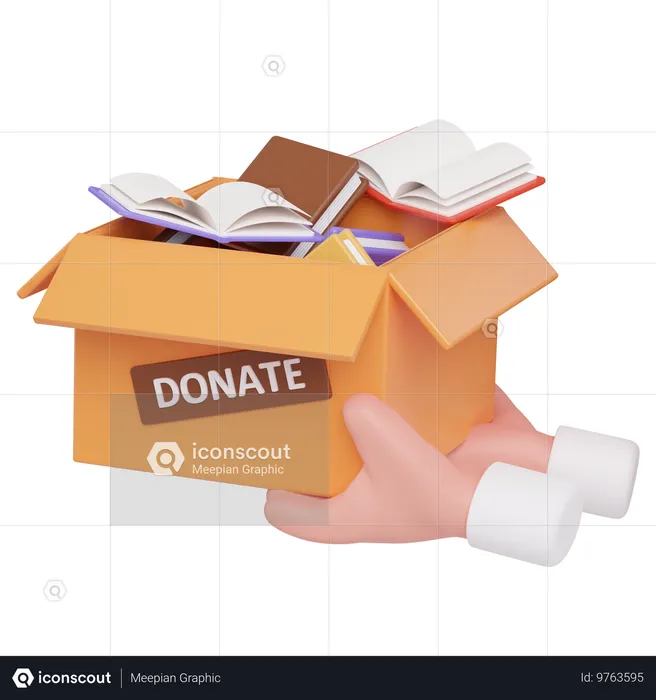 Donación de libros  3D Icon