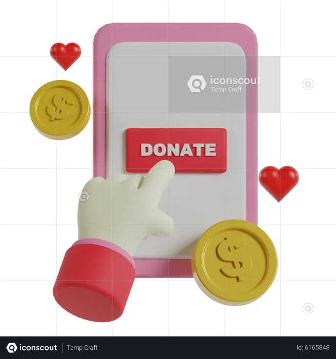 Donate Money Online  3D Icon