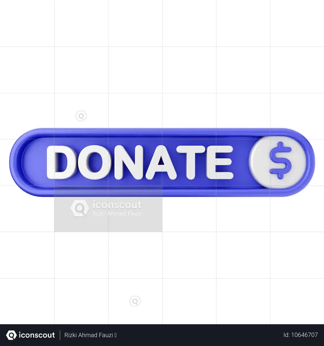 Donate Text Button  3D Icon