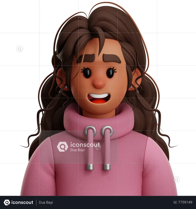 Donna dai capelli lunghi  3D Icon