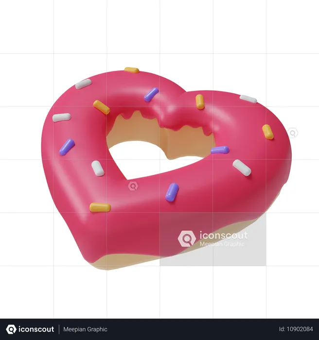 Donut en forma de corazón  3D Icon