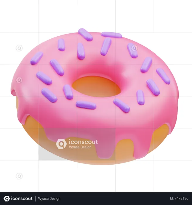 Donut With Sprinkles  3D Icon