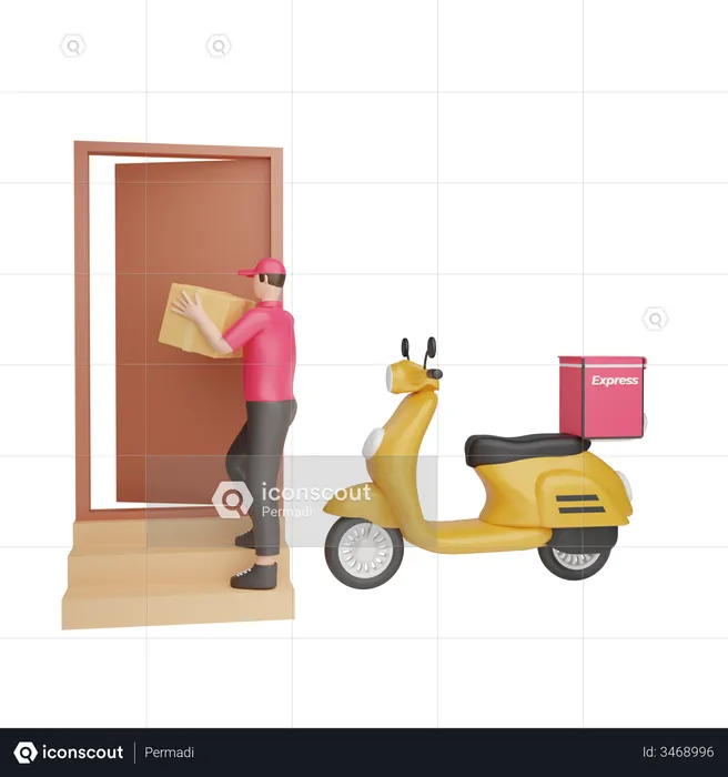 Door to door courier service  3D Illustration