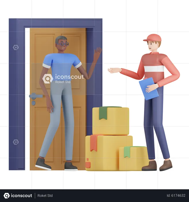 Door to Door Delivery  3D Illustration