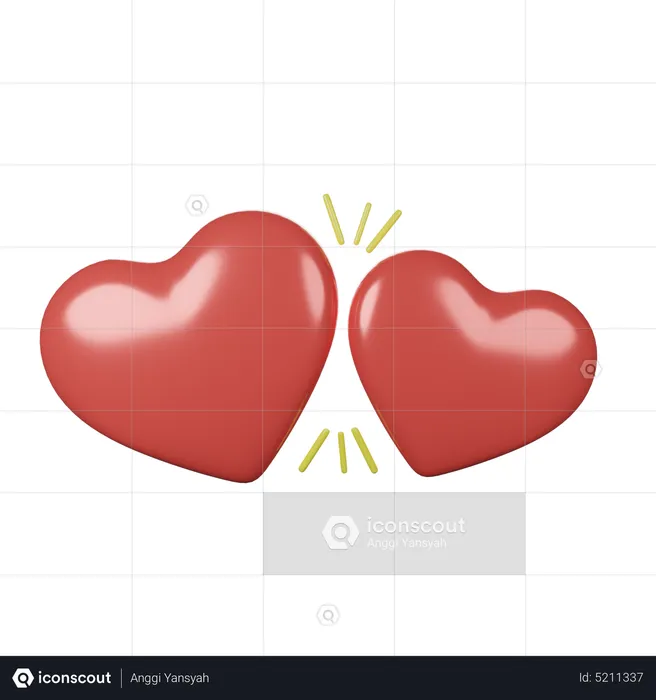 Dos corazones  3D Icon