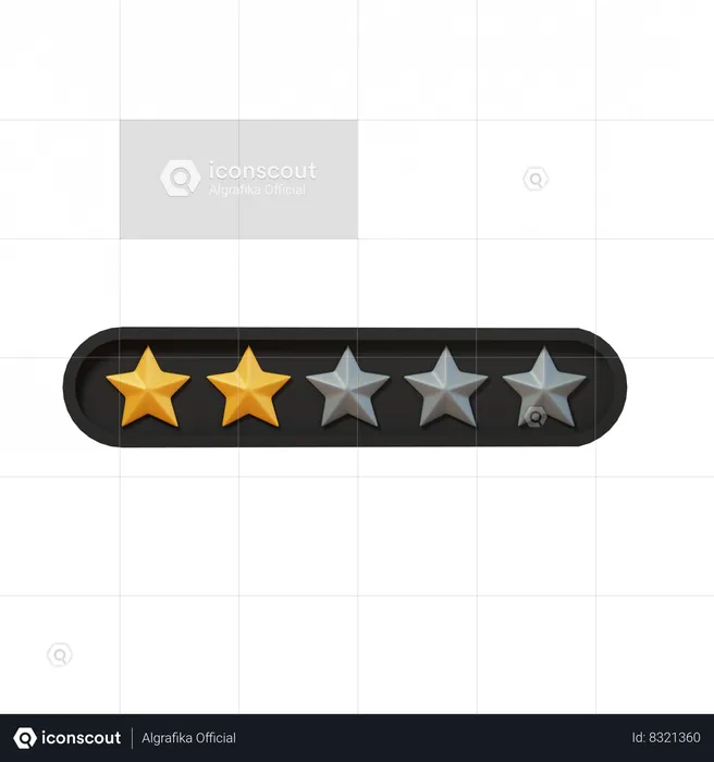 Calificación de dos estrellas  3D Icon