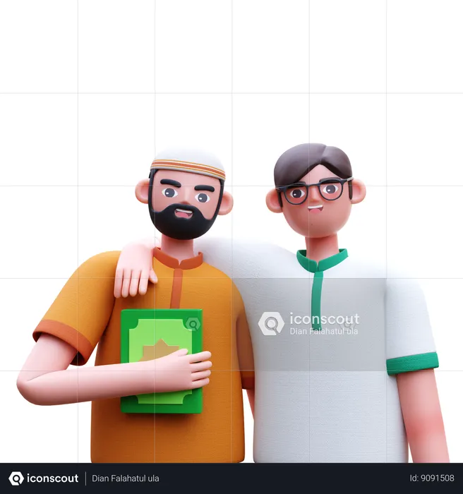 Dos hombres musulmanes  3D Icon