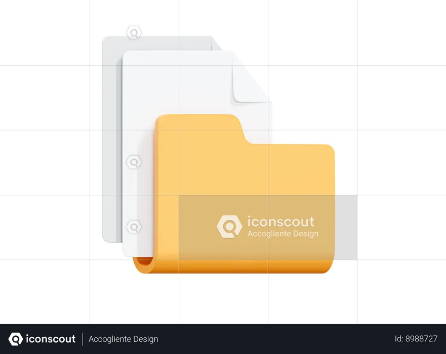 Dossier avec des documents  3D Icon