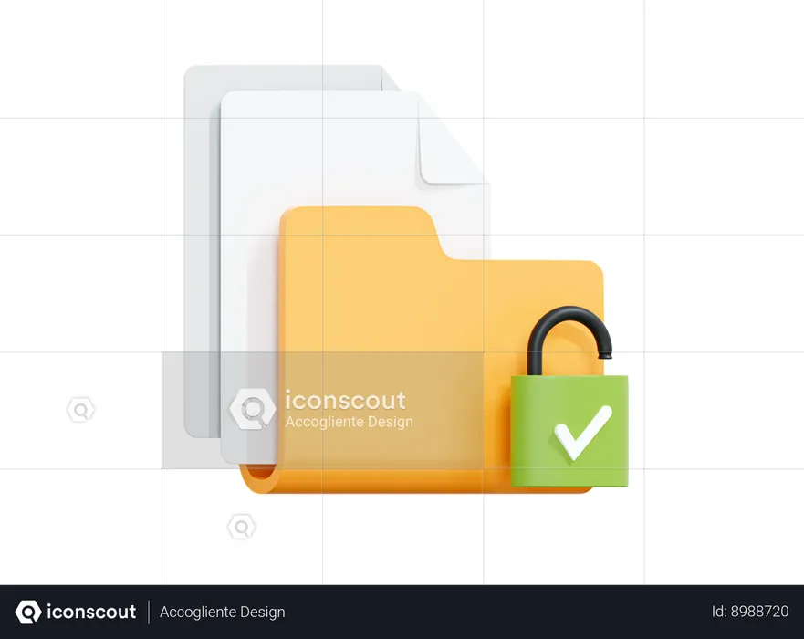 Dossier avec des fichiers protégés  3D Icon