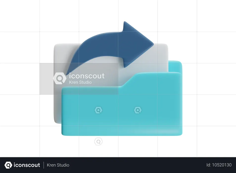 Dossier avec transfert de fichier fléché  3D Icon