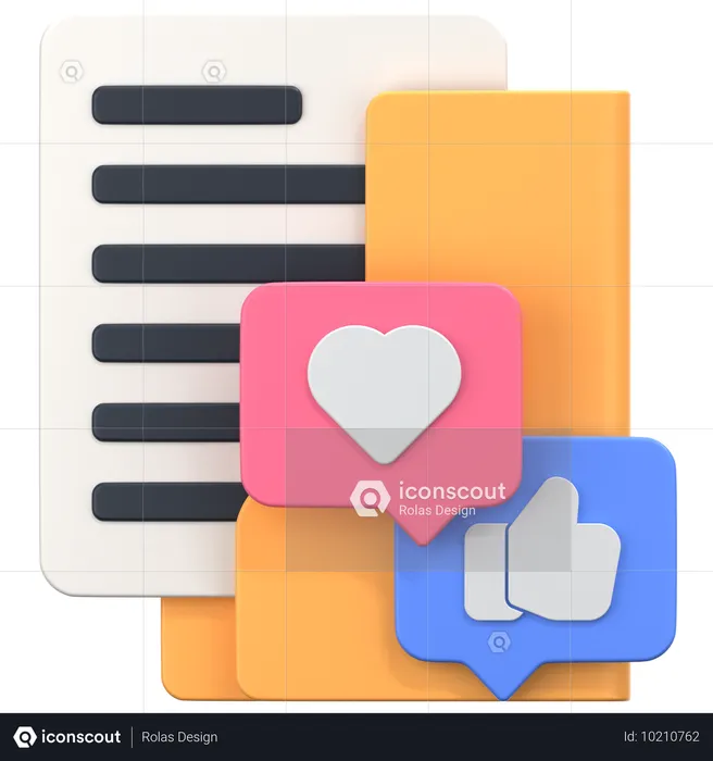 Dossier de commentaires avec amour et signe j'aime  3D Icon