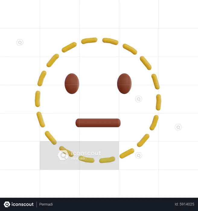Dotted Face Line Emoji Emoji 3D Icon